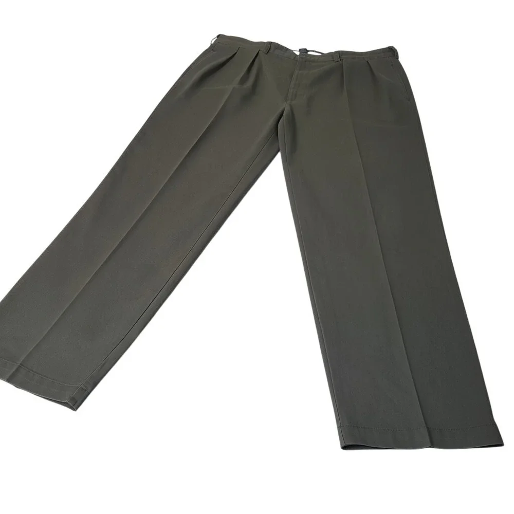 VTG Polo Ralph Lauren Chino Pants Mens 40x32 Olive Green Pleated Cotton Trousers